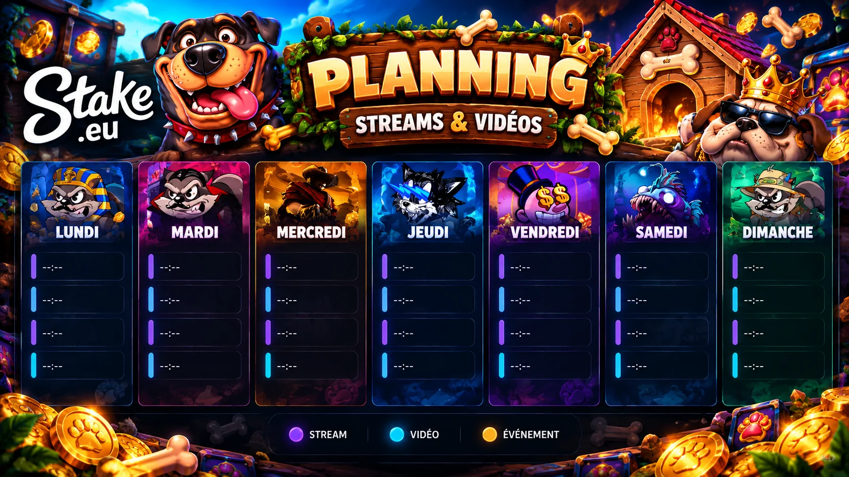 Planning streams et vidéos